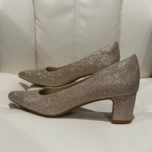 Elegant Glitter Block Heel Pumps
